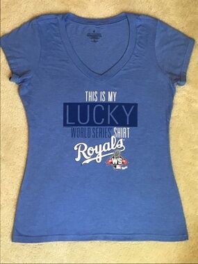 Kansas City Royals V-neck T-shirt, Blue, Size Large